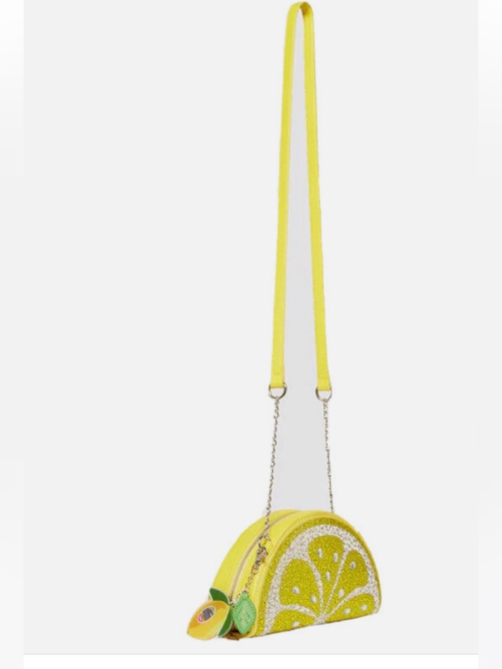 Betsy Johnson Kitch Pucker Up Crossbody Bag Lemon Yellow 🍋 with Crystals